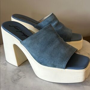 Free People Light Blue suede platforms, worn one time
